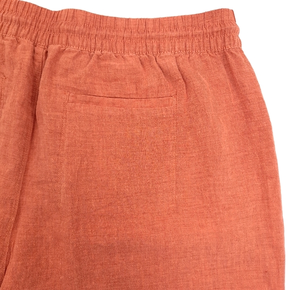 Athleta Retreat Linen Wide Leg Pants Pull On Elastic Pockets Persimmon- Size 18 - Picture 7 of 12